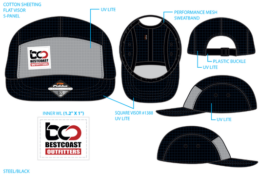 BestCoast Outfitters  BCO Logo Cap with SPF50 protection Reflective/Black  BestCoast Outfitters 