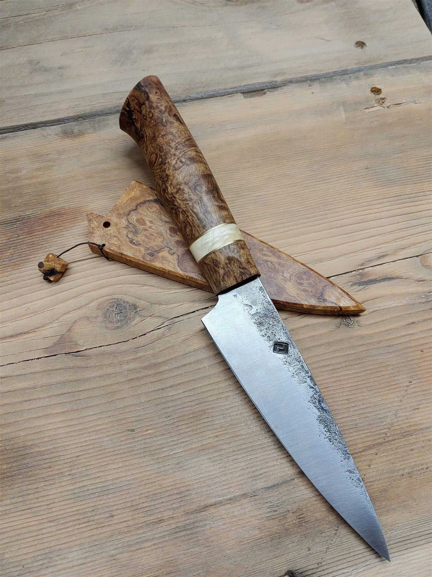 Paige May  Petty Knife - Carbon Steel with Arbutus Burl  BestCoast Outfitters 